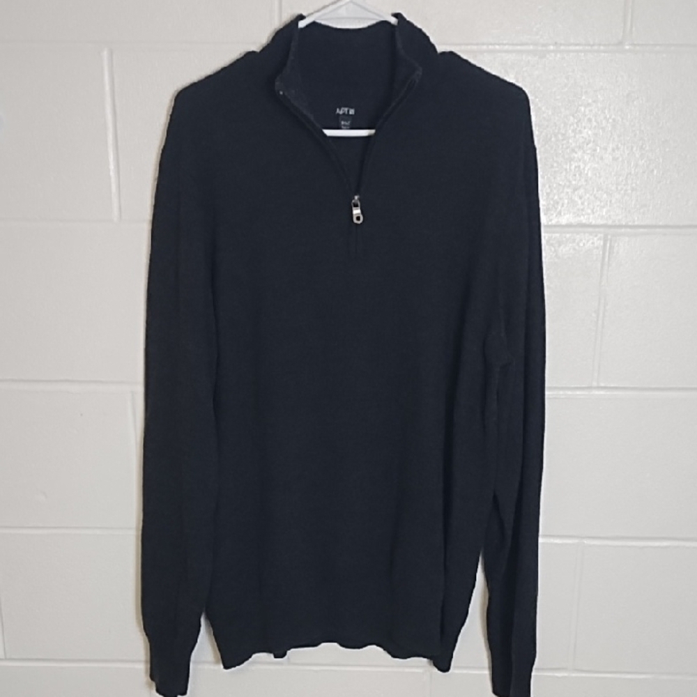 Charcoal Black 1/4 Zip-Up Light weight Sweater Tall